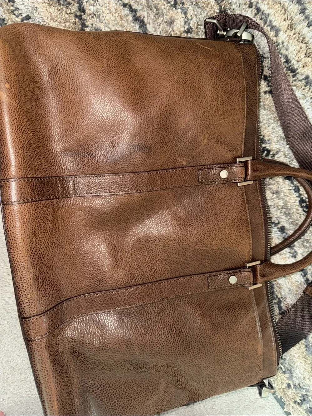 Brahmin Vintage Leather Brown Briefcase with Shoulder Strap